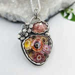 Art Glass Floral & Quartz Sterling Necklace - Shape Of Fire Jewelry Australia