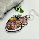 Art Glass Floral & Quartz Sterling Necklace - Shape Of Fire Jewelry Australia