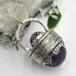 Faceted Amethyst & Glass Sterling Cage Necklace