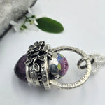 Faceted Amethyst & Roses Sterling Cage Necklace