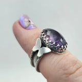 Faceted Amethyst & Butterfly Sterling Ring