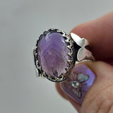 Faceted Amethyst & Butterfly Sterling Ring