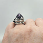 Faceted Amethyst & Floral Sterling Cage Ring