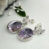 Lavender Amethyst Floral Sterling Earrings