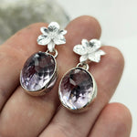 Lavender Amethyst Floral Sterling Earrings