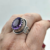 Faceted African Amethyst Sterling Ring