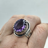 Faceted African Amethyst Sterling Ring