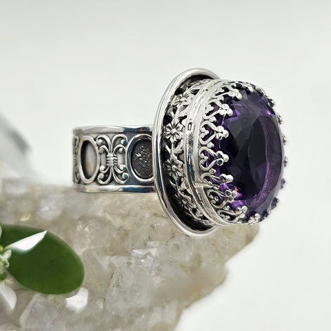 Faceted African Amethyst Sterling Ring