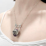 Faceted Amethyst & Glass Sterling Cage Necklace